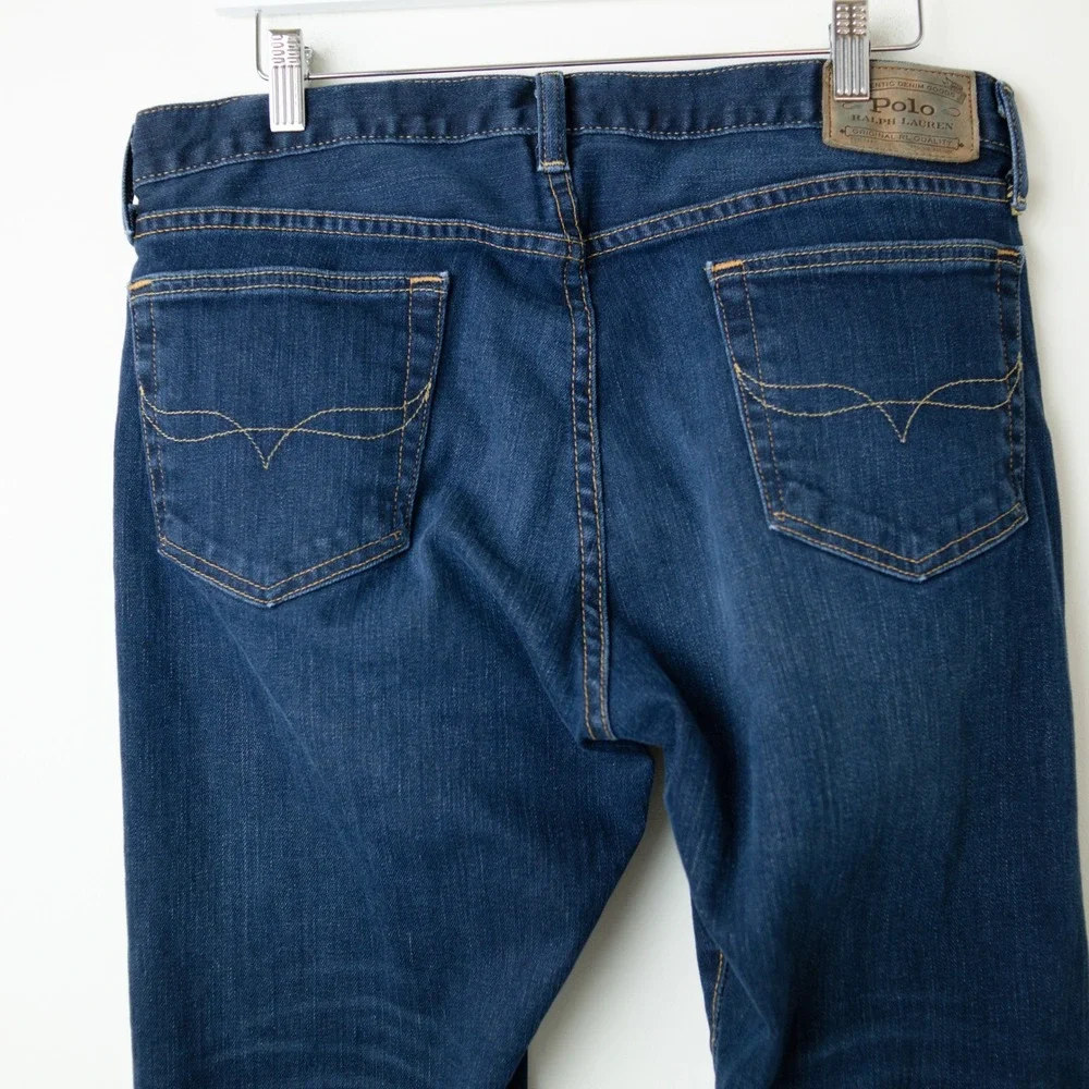 Polo Ralph Lauren Varick Slim Straight Mens 34x30 Blue Denim 5 Pocket